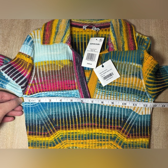 Simkhai NWT Solana Polo Mini Wrap Dress in Sunset Space Dye Size XS Short Sleeve - Picture 5 of 9